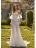 Ivory Lace Tulle Romantic Wedding Dress With Detachable Sleeves
